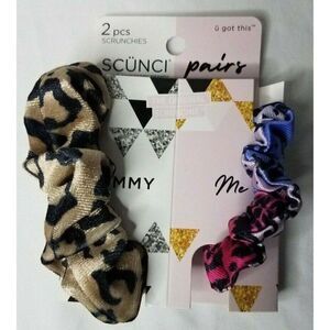 Blue Leopard Scunci 2 Piece Mommy and Me Rubber Band Hair Scrunchie Set